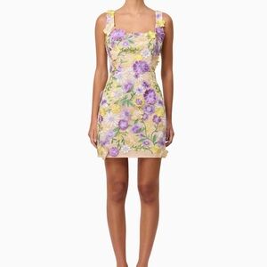 Elliatt Purple and Yellow Floral Midi Dress
